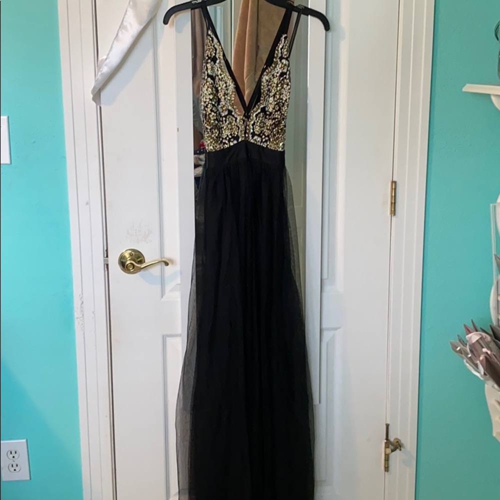 Black & Gold Sequin formal ball gown